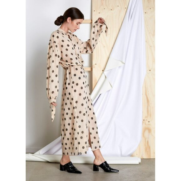 NANUSHKA Zahara Polka Dot Cream Dress Size Medium - Picture 1 of 11
